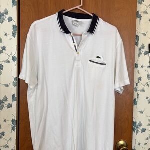 P-Lacoste Men's Polo Shirt in White with Navy Accents